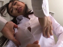 Reiko Kobayakawa Asian in short skirt has big jugs touched by man