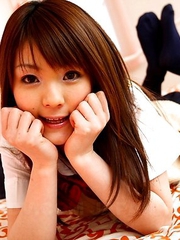 Schoolgirl Fuwari has a hairy pussy