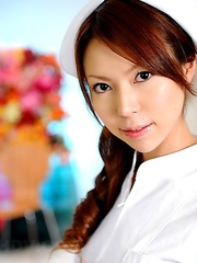 Horny nurse Rino Asuka teases on tv