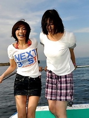 Really hot Japanese girls on a boat