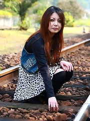 Sexy Sakurako showing off outdoors