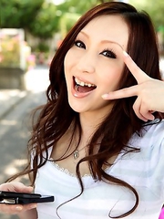 Hottie Asuka Souma posing outdoors