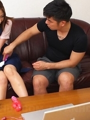 Yui Takatsuki has hairy cunt fucked with toys