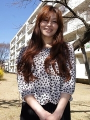 Hitomi Kano with long beautiful hair is happy