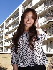 Hitomi Kano with long beautiful hair is happy