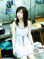 Kasumi Nakane with sexy legs shows hot cleavage outdoor