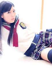 Saemi Shinohara looks amazing in school uniform and socks