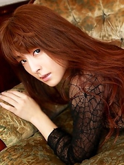 Rika Kawamura shows cunt in spider lace crotchless outfit