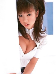 Aki Hoshino with big jugs is doll in long socks and uniform
