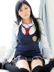 Saemi Shinohara is sexy schoolgirl in uniform and socks