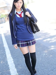 Saemi Shinohara is sexy schoolgirl in uniform and socks