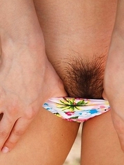 Kana Yume shows nude playful tits and hairy cunt in nature