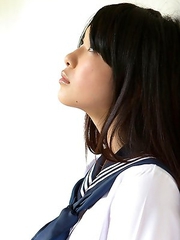 Tomoe Yamanaka babe in uniform is happy in her way to school classes