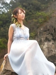 Neo babe in see through dress is like goddess from ocean