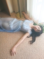 Neo babe in see through dress is like goddess from ocean