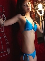 Cocoro Amachi in blue bath suit is incredibly appetizing