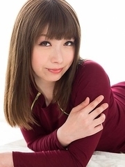 Hairy pussy brunette Tsubaki Katou spreading legs and teasing the viewer