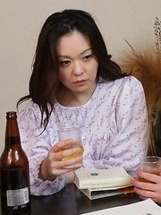 Busty An Kanoh sucks cock before and after